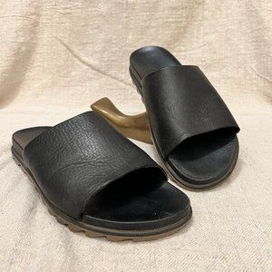 Sorel Black Leather Slides - Women's 9/40